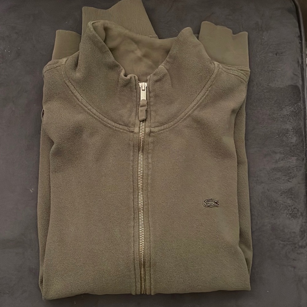 MEN’S FULL ZIP 100% cotton Olive Green LACOSTE